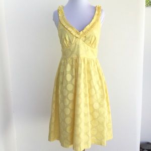 London Times Yellow Polka Dot Fit & Flare Dress